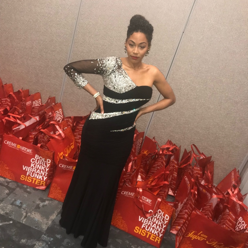 Black and silver couture gown